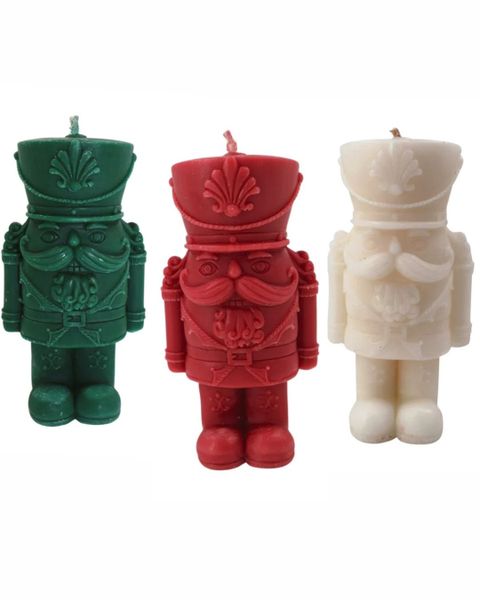 Nutcracker Candle Gift Set - Green, White &amp; Red (3-Piece)