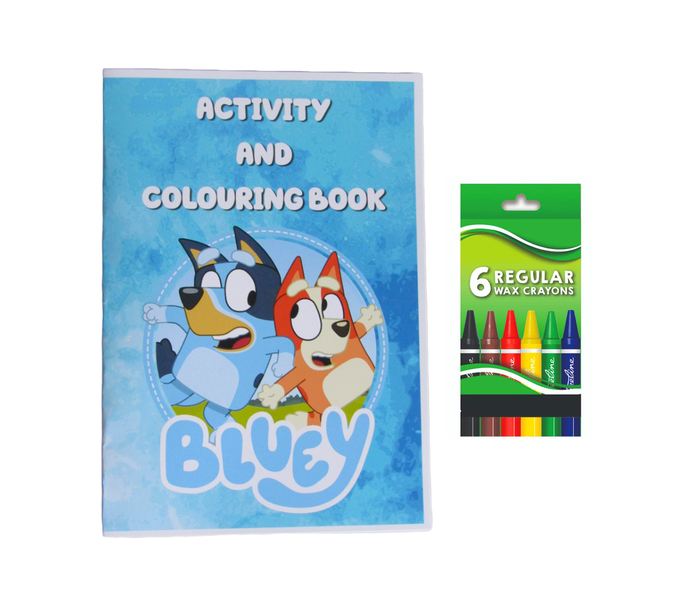 Bluey Activity and Colouring Book A5 plus 6 Wax Crayons
