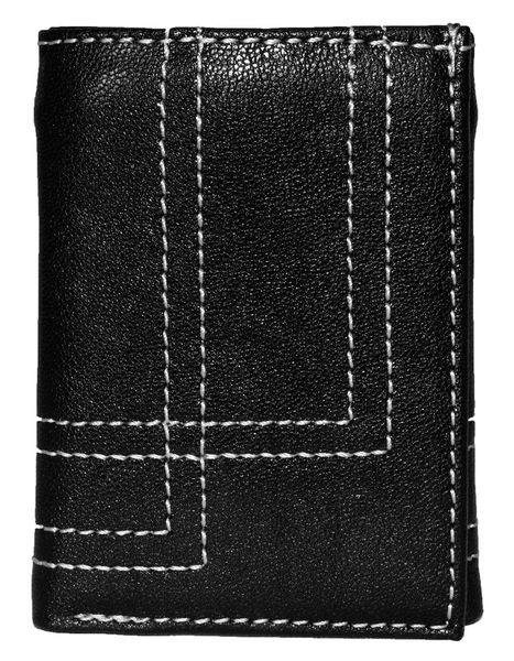 Fino DWS-822 Stitched Genuine Leather Slim Compact Trifold Wallet with Box