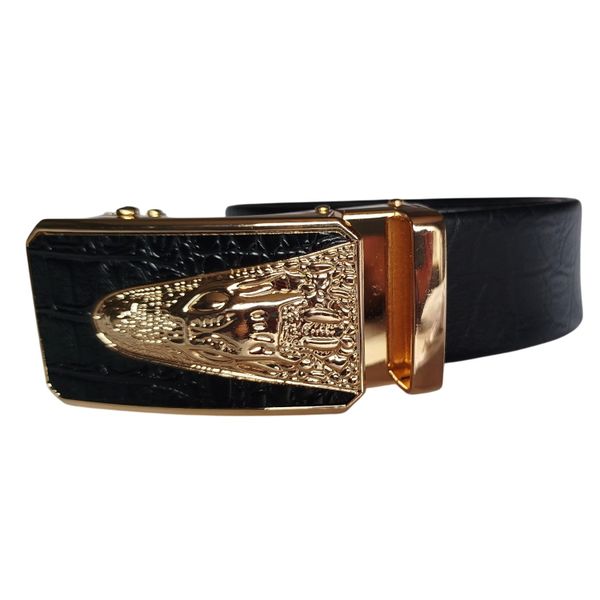 Men's Belt Genuine Leather - Crocodile Design Buckle