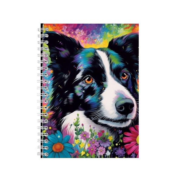 Border Collie Face Daisies Neon Notebook Gift Idea A4 Notepad Pad 70