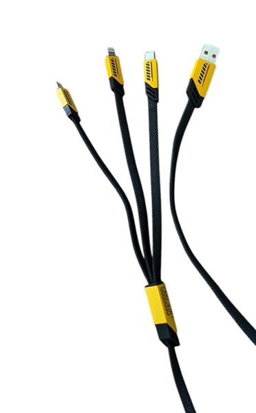 3-in-1 Nylon Braided Fast Charging Cable - USB to Lightning, Type-C, Micro