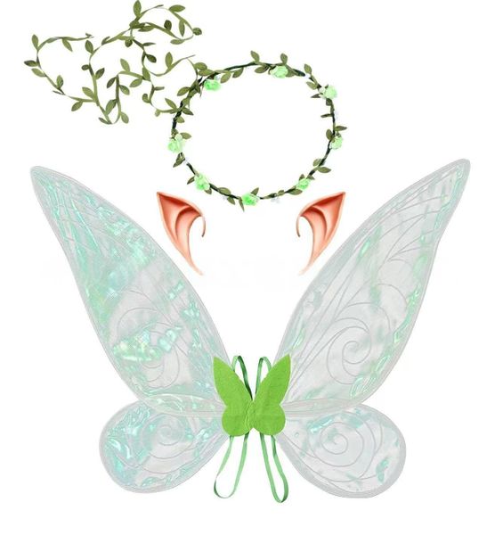 Butterfly Fairy Wings Costume with Wreath, Ears, Sparkle Princess Wing