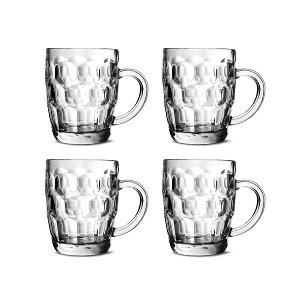 Traditional Dimpled Beer Glasses 500ml - Set of 4