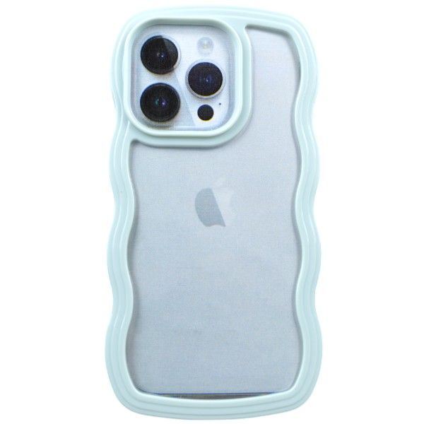 White Wavy Edge Phone Case Compatible with iPhone 14 Pro - Transparent