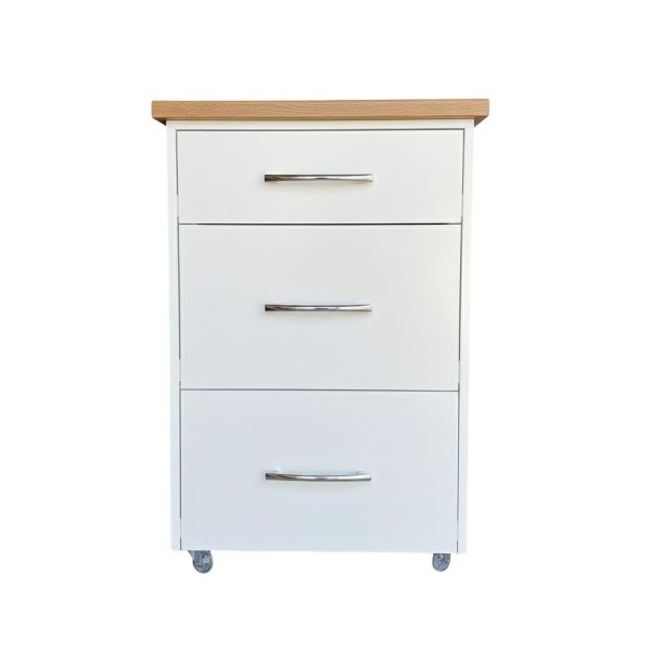 Small Kitchen Island on Wheels with Fold-Out Table &amp; Drawers