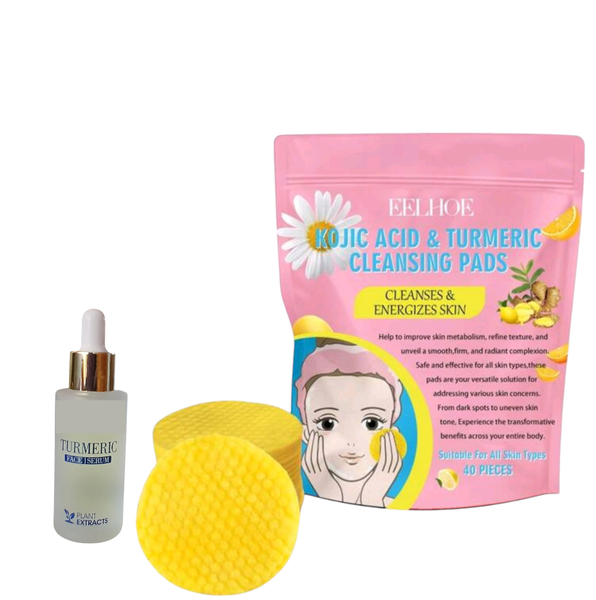 EELHOE - 40 Kojic Acid &amp; Turmeric Cleansing Pads + Turmeric Face Serum