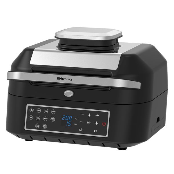 EMtronics Health Grill, Air Fryer 6.3L with Crisper and Temperature Probe