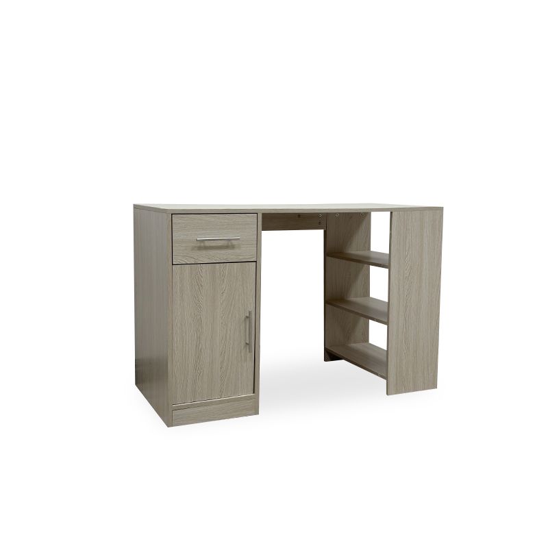 Study Computer Desk with Single Drawer and Storage Cupboard in Light Brown