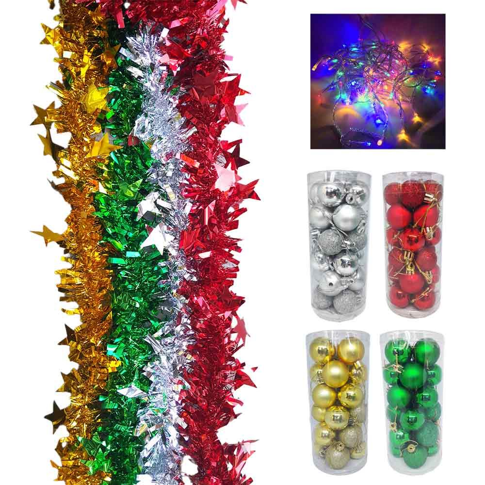 Christmas Decoration Combo | Lights, Tinsels and Baubles (Small)