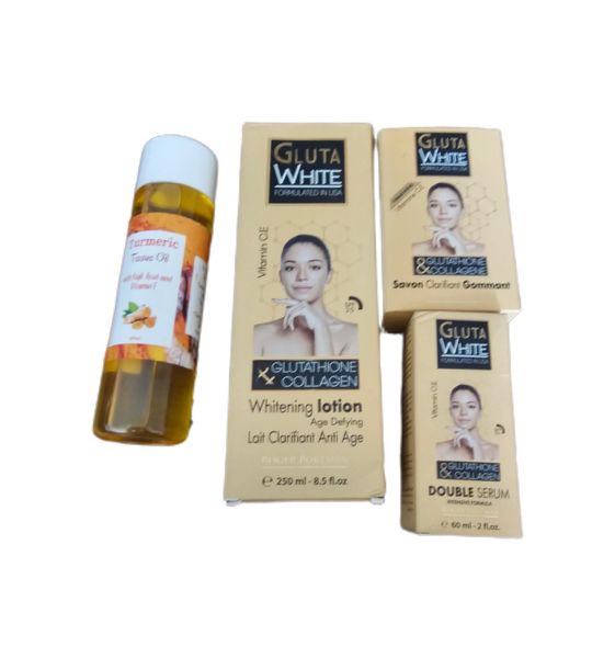 Glutathione with Collagen Soap, Body Lotion, Serum &amp; Turmeric Tissue Oil