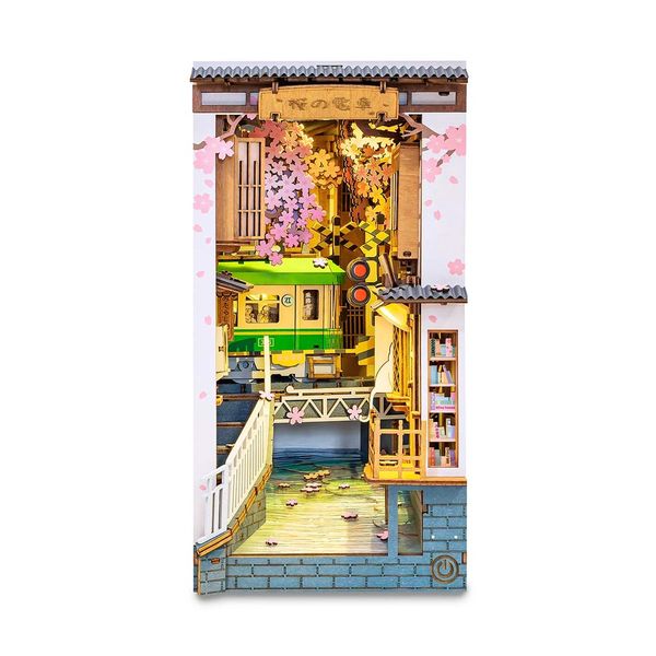 Robotime Sakura Densya 3D Wooden DIY Miniature House Book Nook