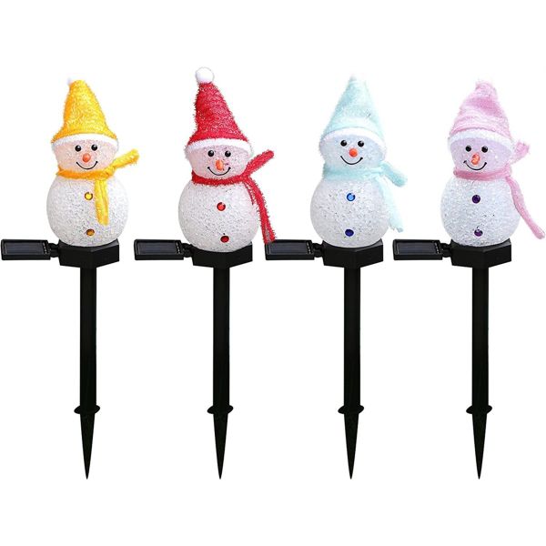 2025-Christmas Light Stakes Outdoor Decoration for Yard-Snowman Solar Light
