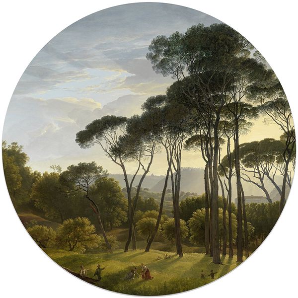 Robin Sprong Wall Decal Italian Landscape With Umbrella Pines 1000 x 1000mm