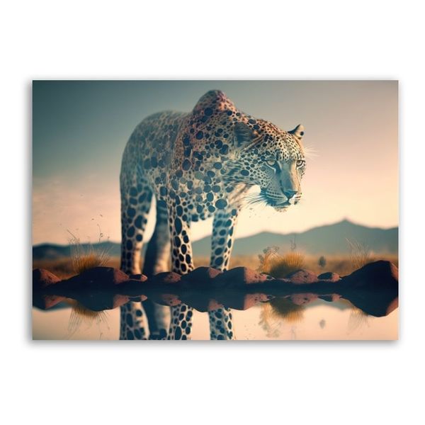 Leopard Reflection Canvas Abstract Wall Art