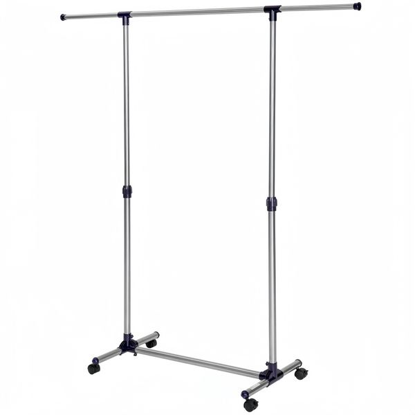 Adjustable Garment Coat Rack Hanging Rail Clothes Stand with Casters