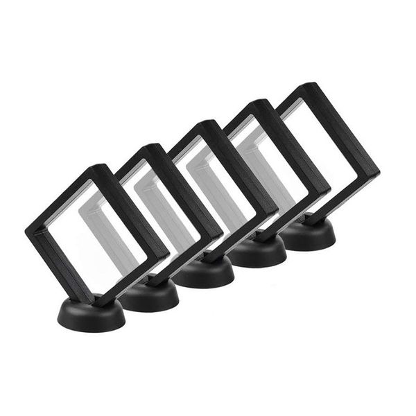 5 Piece Black 3D Floating Frame Display Holder Stands for Medallions, Jewellery
