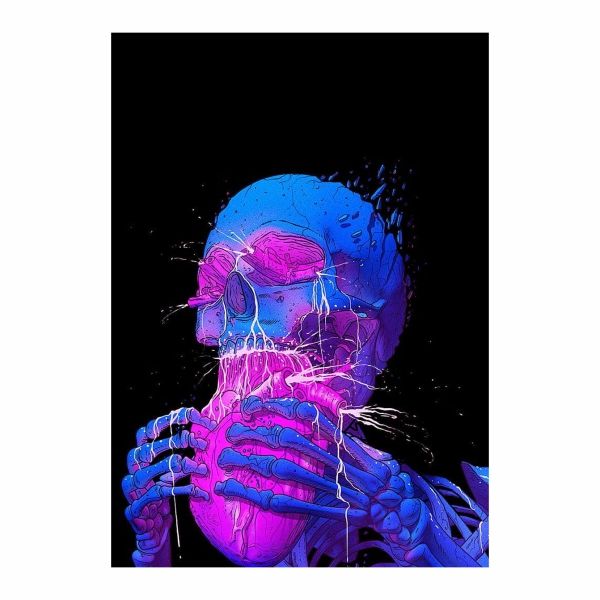 Purple Splash Skull - A1 Poster