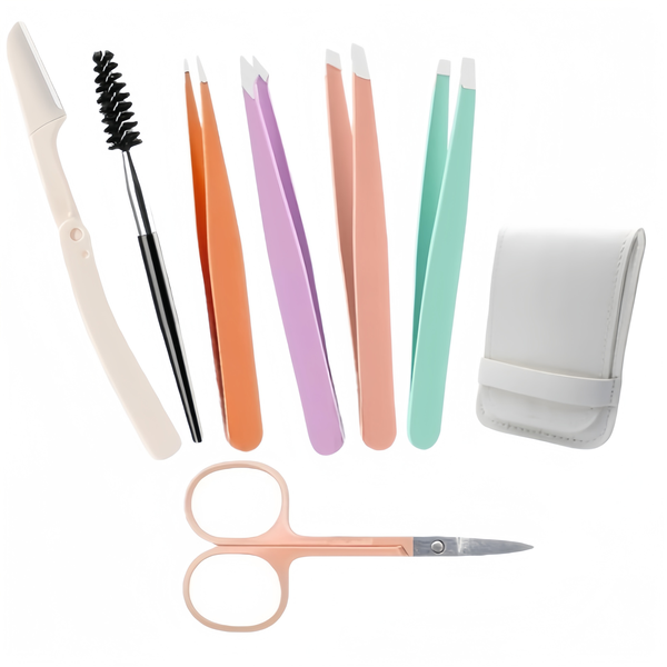 7-in-1 Multi-Colour Eyebrow Grooming &amp; Trimming Kit with PU Leather Case