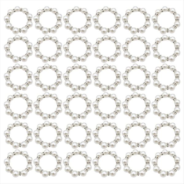 100Pcs Pearl Napkin Rings Napkin Ring Holder Imitation Beaded