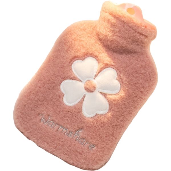Winter Hot Water Bottle - PVC- Portable Plush Hand Warmer - 1000ml - Pink