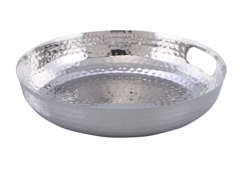 Round Serving Tray Hammered Finish