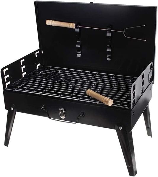 Portable Folding Grill BBQ Camping Braai Stand with Turner + Fork