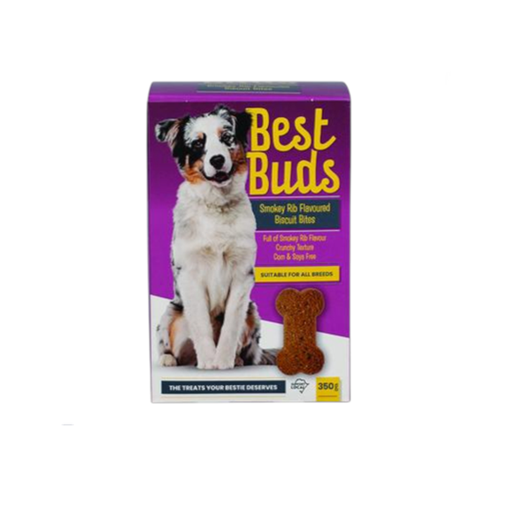 Best Buds - Smokey Rib Flavoured Biscuit Bite Dog Treats 350g
