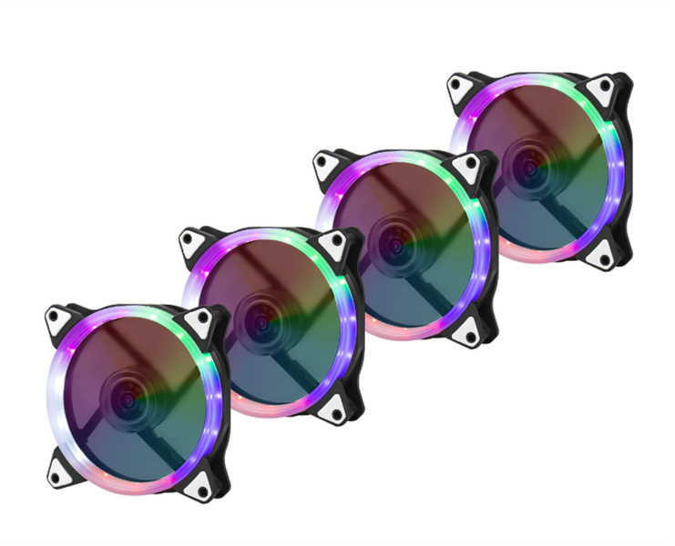 4 Pack Computer Radiator LED Cooling Fans with Colorful RGB Lights