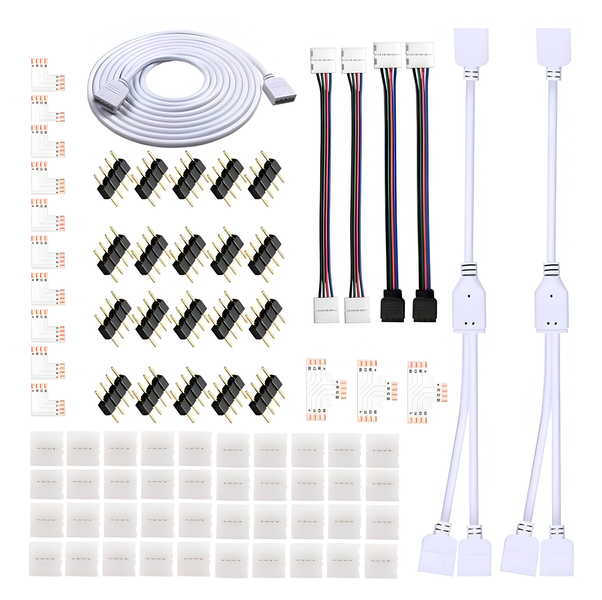 4-pin LED Light Strip Connector Kit -for 10mm 5050 RGB Strips - 80 Piece