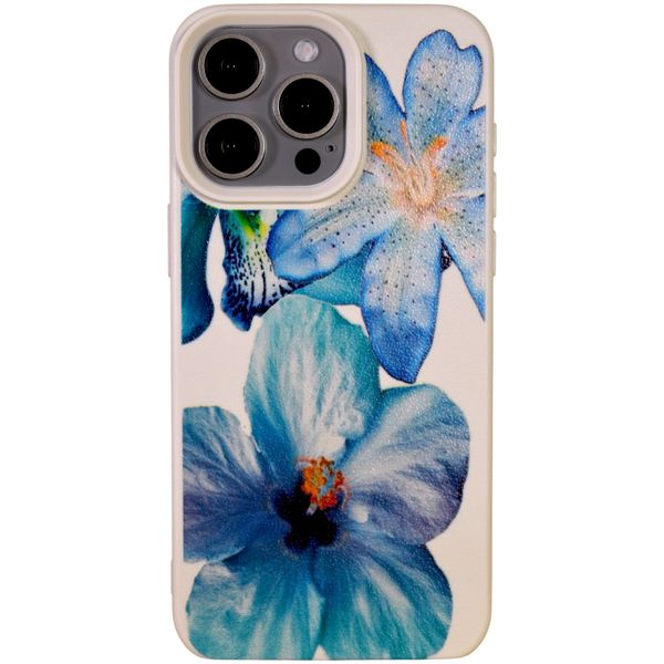 Phone Case With Blue Blossom Floral - Compatible with 15 Pro Max - Beige