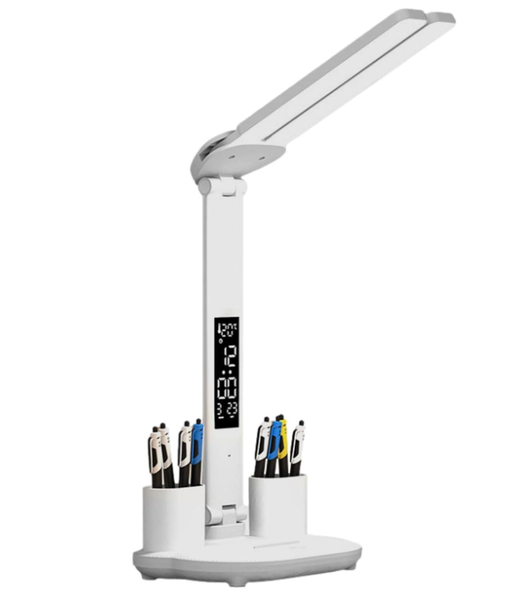Reading Table Lamp, Rechargeable Desk Lights with Time Temperature Display