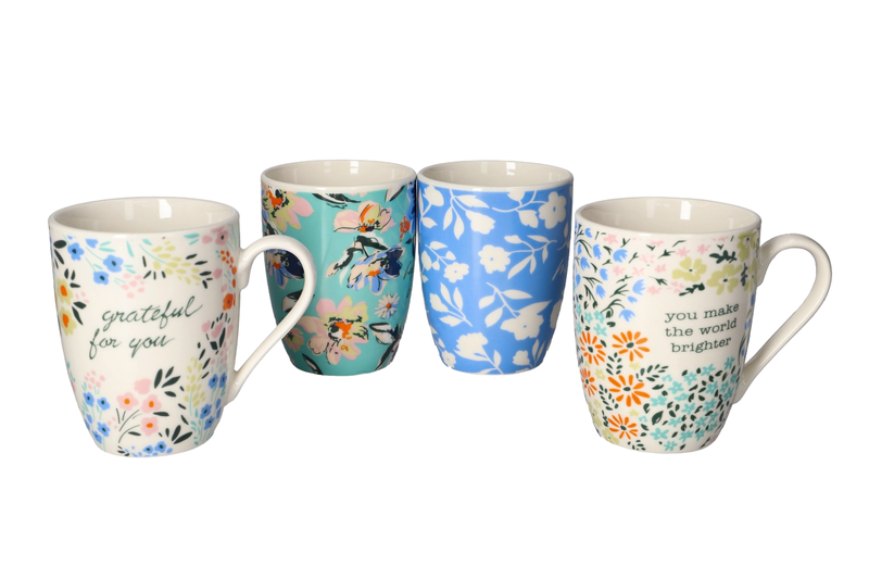 Danny home Ceramic Artistic Mugs - Set of 4 - 360ml