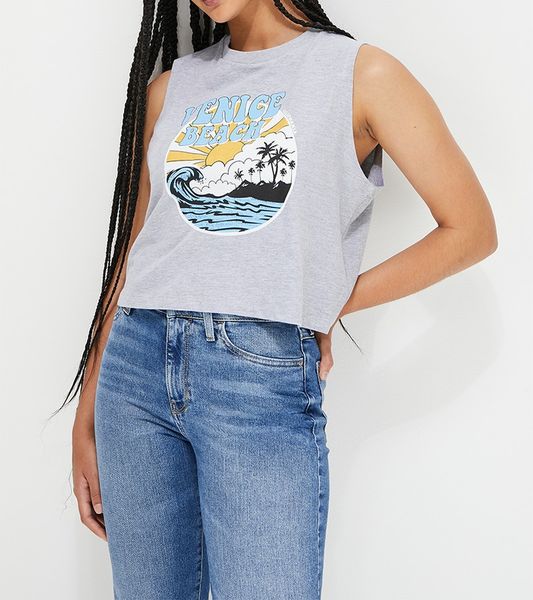 Women's Blake Printed Boxy Vest - Grey Melange