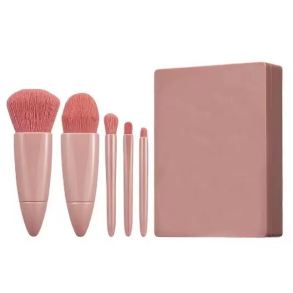 5 Pieces Portable Makeup Brushes With Mirror Set Travel Mini Makeup Brush
