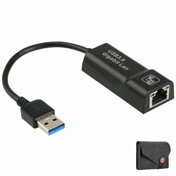 USB 3.0 to Gigabit Ethernet Network Adapter with Electronics Pouch ...