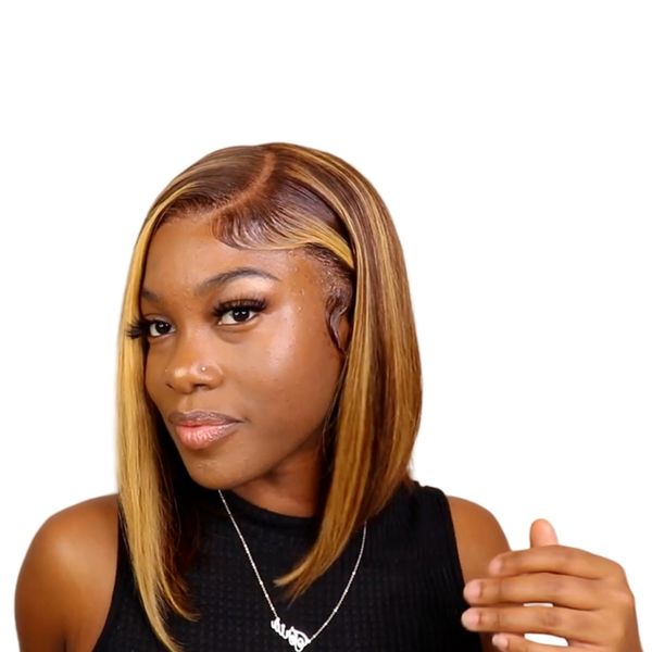 Bresiliene 14" Straight Lace Front Wig Human Hair 13x4 Glueless Wig