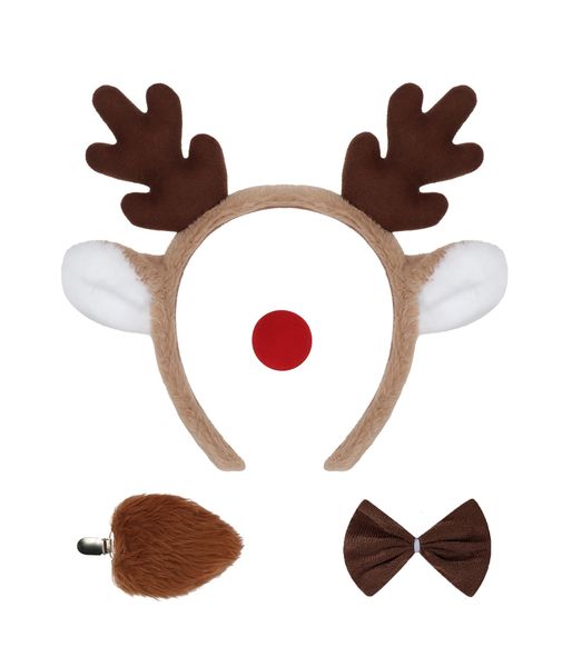 Animal Costume Accessory Set with Headband Ears, BowTie and Tail Nose