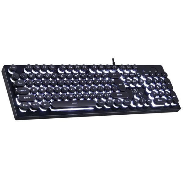 Olive Tree-104 Key Mechanical Feel Steampunk Retro Gaming Keyboard-Black