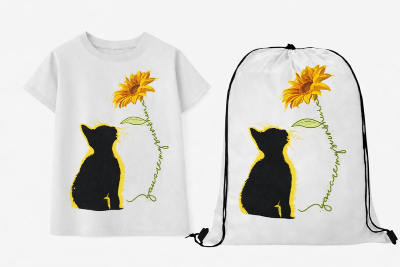 Cats - You are my sunshine Kids White T-shirt &amp; Drawstring Bag