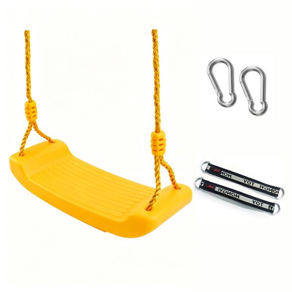 Outdoor Tree Swing - Adjustable Yellow Swing Seat with Rope, for Kids Play