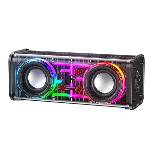 Wireless Speaker Dual Horn Loudspeaker with Colorful Light Diaphragm -Black