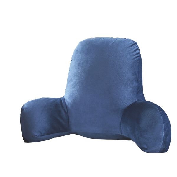 Pillow Back Bed with Armrest Support Bed Reading Waist Pad(deep blue)
