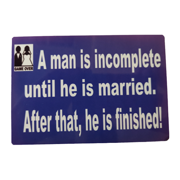 Fun Blue Metal Plate With Magnet A Man Is Incomplete Until He is Married
