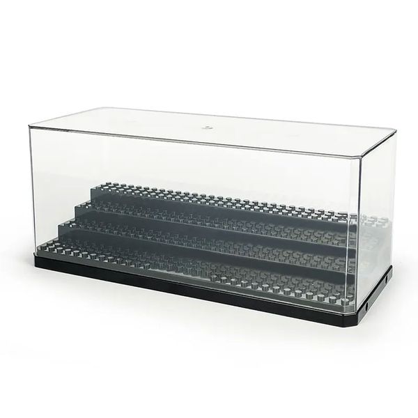 Display Case Acrylic for Minifigure Transparent Dustproof Showcase 4 Steps