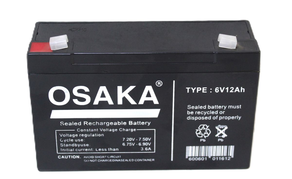 Osaka Rechargeable Sealed Battery 6V 12AH