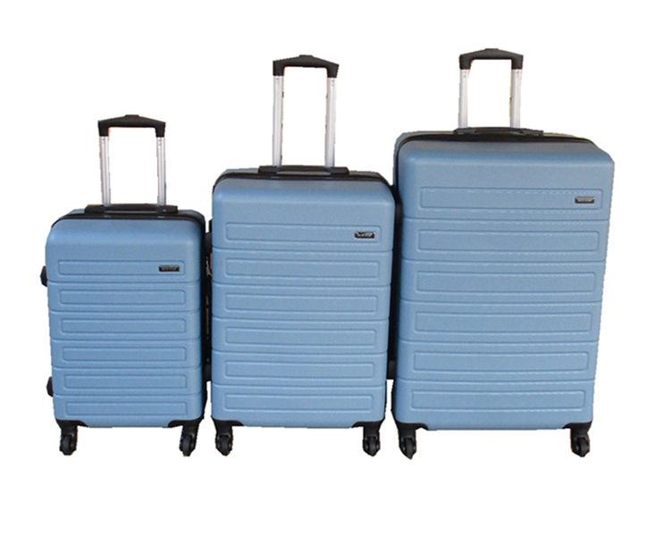 Light Blue ABS Luggage Set 3 Piece Hard Shell with Telescopic Handle