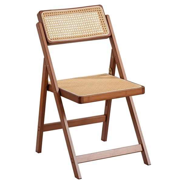 Rattan Folding Chair, Modern Mid Century Dining Chairs Set of 1