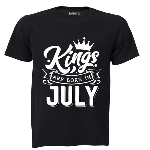 Kings are Born in July - Mens - T-Shirt - White