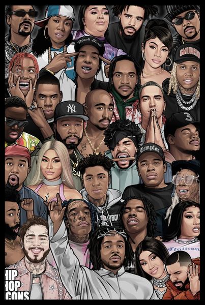 Hip Hop Icons Poster with Black Frame